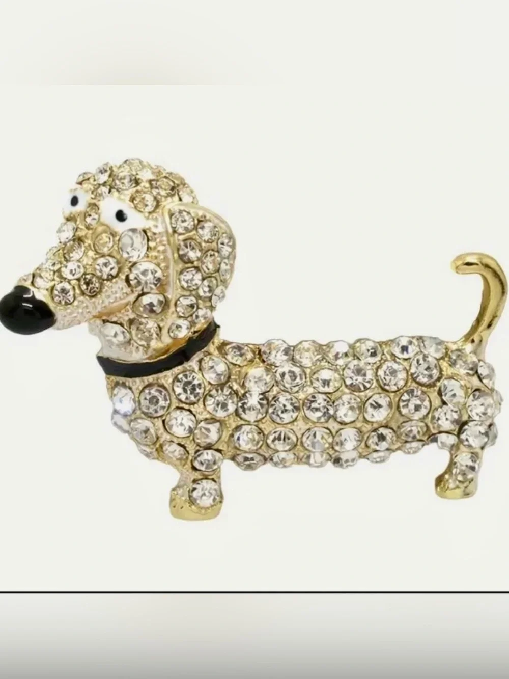 Sparkly Clear Rhinestone Dachshund Wiener Dog Brooch Pin & Pendant NWOT